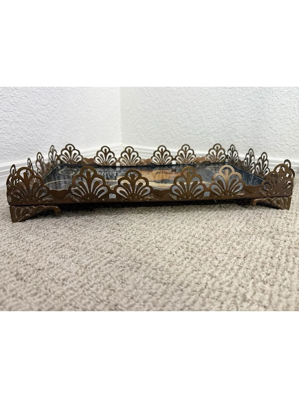 Vtg Style Cycles Gladiator Art Nouveau Bicycle Print Metal Vanity Tray
